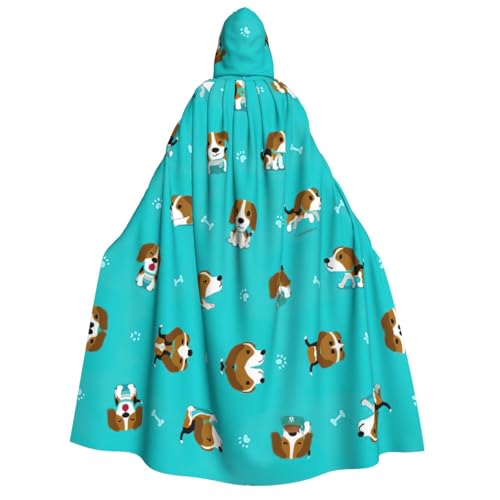 CADREWY Cartoon-Beagle-Hunde-Aufdruck, bequemer Kapuzenumhang für Erwachsene für Männer und Frauen, Cosplay, Karneval, Motto-Partys von CADREWY