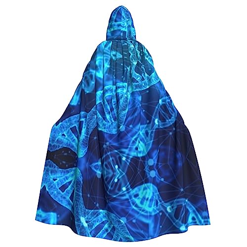 CADREWY DNA-Ketten-Fotodruck bezaubernder Umhang mit Kapuze in voller Länge, Unisex, Umhang für Halloween, Cosplay und Thema von CADREWY