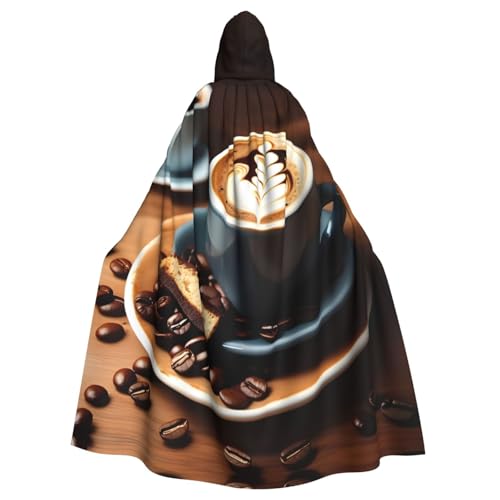 CADREWY Delicious Coffee Print Enchanting Full Length Hooded Cloak Unisex Cape For Halloween Cosplay And Theme CADREWY Delicious Coffee Print Enchanting Full Length Hooded Cloak Unisex Cape For Halloween Cosplay And Theme von CADREWY