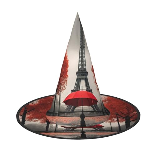 CADREWY Eiffelturm mit rotem Regenschirm-Druck, bequem, Karnevalshut, für Kostümpartys, Maskerade, Urlaub, Dekorationen, Hut von CADREWY