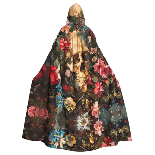 CADREWY Eleganter Kapuzenumhang mit Blumenmuster für Damen und Herren, für Cosplay, Karneval, Partys, Maskerade, Events, Schwarz von CADREWY