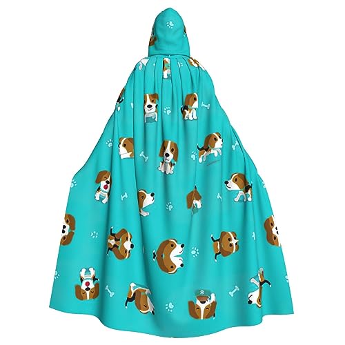 CADREWY Eleganter Kapuzenumhang mit Cartoon-Beagle-Motiv, für Damen und Herren, für Cosplay, Karneval, Partys, Maskerade von CADREWY