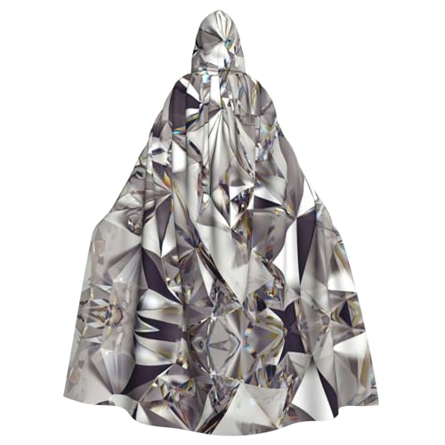 CADREWY Eleganter Kapuzenumhang mit Diamantmuster für Damen und Herren, für Cosplay, Karneval, Partys, Maskerade, Events, Schwarz von CADREWY