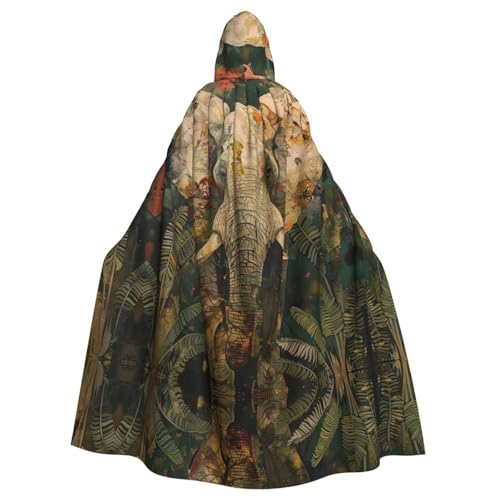CADREWY Eleganter Kapuzenumhang mit Elefanten-Aufdruck, für Damen und Herren, für Cosplay, Karneval, Partys, Maskerade, Events von CADREWY