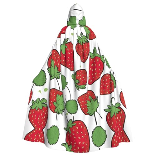 CADREWY Eleganter Kapuzenumhang mit Erdbeermuster für Damen und Herren, für Cosplay, Karneval, Partys, Maskerade, Events von CADREWY