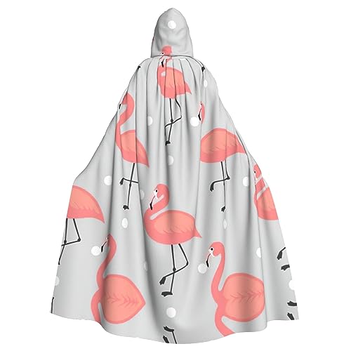 CADREWY Eleganter Kapuzenumhang mit Flamingo-Druck, für Damen und Herren, für Cosplay, Karneval, Partys, Maskerade, Events von CADREWY