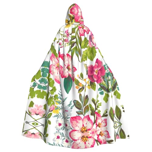 CADREWY Eleganter Kapuzenumhang mit Hibiskusblumen-Aufdruck, für Damen und Herren, für Cosplay, Karneval, Partys, Maskerade, Events von CADREWY