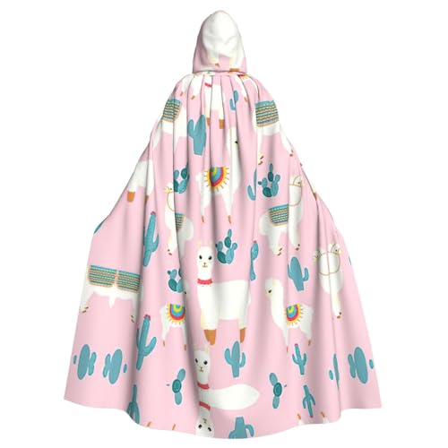 CADREWY Eleganter Kapuzenumhang mit Lama-Kaktusaufdruck, für Damen und Herren, für Cosplay, Karneval, Partys, Maskerade, Events CADREWY Eleganter Kapuzenumhang mit Lama-Kaktusaufdruck, für Damen und Herren, für Cosplay, Karneval, Partys, Maskerade, Events von CADREWY