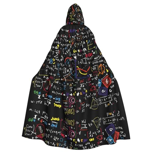 CADREWY Eleganter Kapuzenumhang mit Mathe-Formel-Druck, für Damen und Herren, für Cosplay, Karneval, Partys, Maskerade, Events von CADREWY