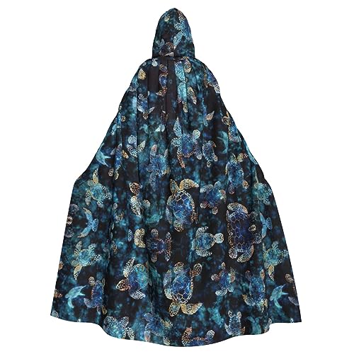 CADREWY Eleganter Kapuzenumhang mit Meeresschildkröten-Druck, für Damen und Herren, für Cosplay, Karneval, Partys, Maskerade, Events von CADREWY