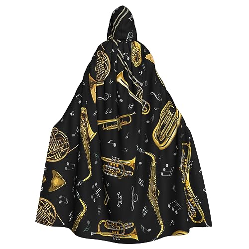 CADREWY Eleganter Kapuzenumhang mit Musikinstrumenten für Damen und Herren, für Cosplay, Karneval, Partys, Maskerade, Events von CADREWY