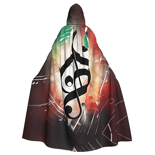 CADREWY Eleganter Kapuzenumhang mit Musiknoten für Damen und Herren, für Cosplay, Karneval, Partys, Maskerade, Events von CADREWY