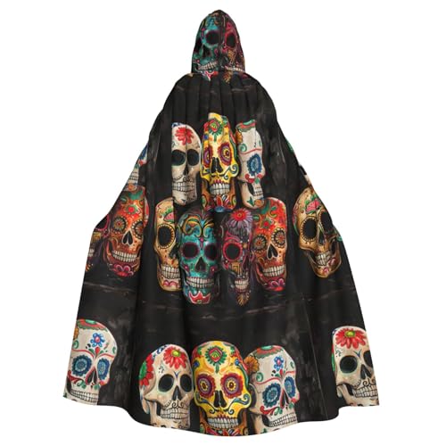 CADREWY Eleganter Kapuzenumhang mit Totenköpfen für Damen und Herren, für Cosplay, Karneval, Partys, Maskerade, Events von CADREWY
