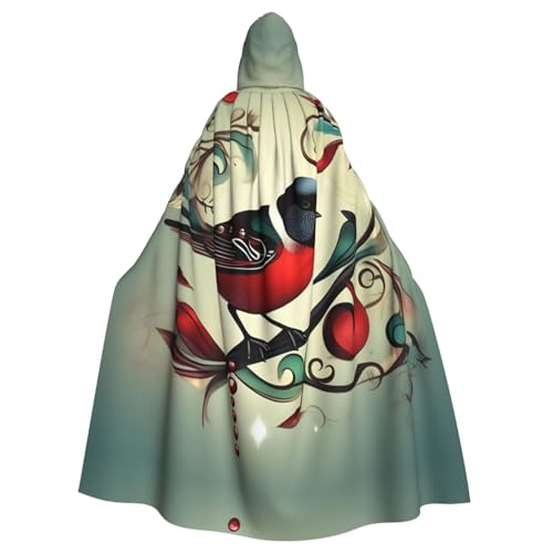 CADREWY Eleganter Kapuzenumhang mit Vögeln und Musiknoten, für Damen und Herren, für Cosplay, Karneval, Partys, Maskerade, Events CADREWY Eleganter Kapuzenumhang mit Vögeln und Musiknoten, für Damen und Herren, für Cosplay, Karneval, Partys, Maskerade, Events von CADREWY