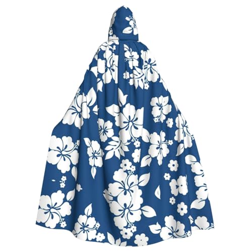 CADREWY Eleganter Umhang mit Kapuze für Damen und Herren, Hawaii-Blumendruck, für Cosplay, Karneval, Partys, Maskerade von CADREWY