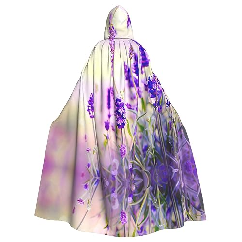 CADREWY Eleganter Umhang mit Kapuze für Damen und Herren, Lavendel-Blumendruck, für Cosplay, Karneval, Partys, Maskerade, Events von CADREWY