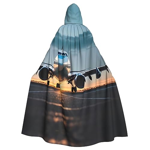 CADREWY Eleganter Umhang mit Kapuze im Flugzeug im Abend, für Damen und Herren, für Cosplay, Karneval, Partys, Maskerade, Events von CADREWY