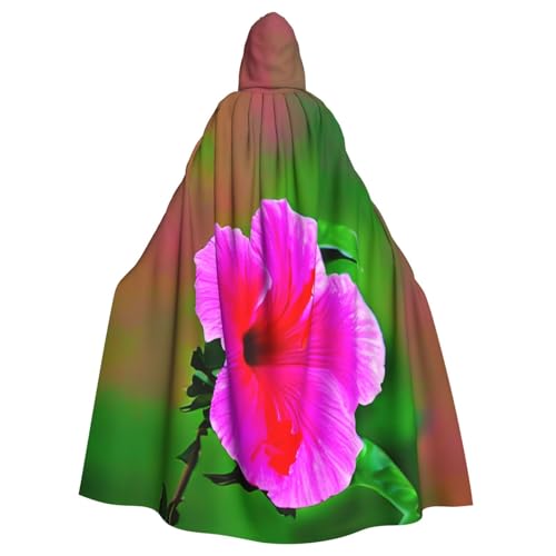 CADREWY Eleganter Umhang mit Kapuze und Hibiskus-Blumenmuster, für Damen und Herren, für Cosplay, Karneval, Partys, Maskerade, Events von CADREWY