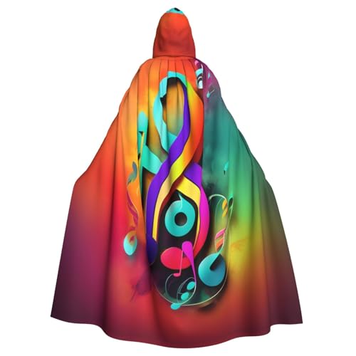 CADREWY Farbenfroher Musiknoten-Druck, eleganter Kapuzenumhang für Damen und Herren, für Cosplay, Karneval, Partys, Maskerade, Events CADREWY Farbenfroher Musiknoten-Druck, eleganter Kapuzenumhang für Damen und Herren, für Cosplay, Karneval, Partys, Maskerade, Events von CADREWY