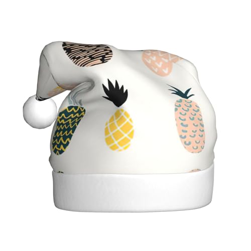 CADREWY Festliche Weihnachtsmütze mit Ananas-Aufdruck, für Erwachsene, Unisex, Weihnachtsmannmütze mit Weihnachtsfeier-Dekor von CADREWY