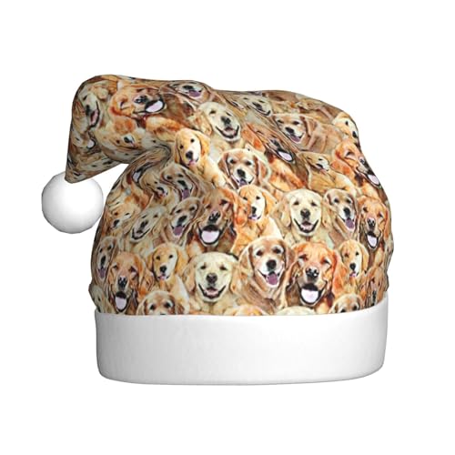 CADREWY Festliche Weihnachtsmütze mit Labrador-Retriever-Motiv, für Erwachsene, Unisex, Weihnachtsmann-Mütze mit Weihnachtsfeier-Dekoration von CADREWY
