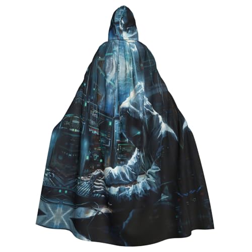 CADREWY Hacker Attack Print Bezaubernder Umhang mit Kapuze in voller Länge, Unisex, Umhang für Halloween, Cosplay und Thema CADREWY Hacker Attack Print Bezaubernder Umhang mit Kapuze in voller Länge, Unisex, Umhang für Halloween, Cosplay und Thema von CADREWY