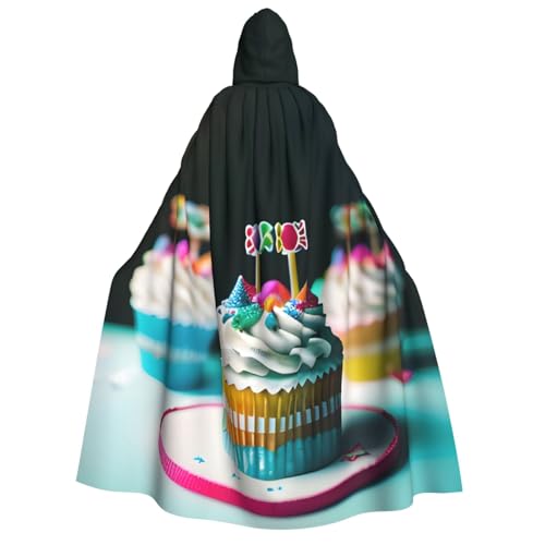 CADREWY Happy Birthday Cakes Print Bequemer Erwachsenen-Umhang mit Kapuze für Männer Frauen Cosplay Karneval Motto-Partys von CADREWY