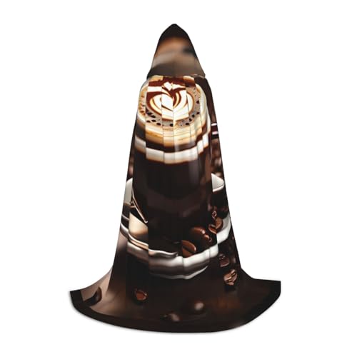 CADREWY Kapuzenumhang mit Aufschrift "Hot Coffee with Coffee Bean Print", Unisex, Gothic-Kostüm, Karneval, Mottopartys, Vampir, festliche Dekoration CADREWY Kapuzenumhang mit Aufschrift "Hot Coffee with Coffee Bean Print", Unisex, Gothic-Kostüm, Karneval, Mottopartys, Vampir, festliche Dekoration von CADREWY