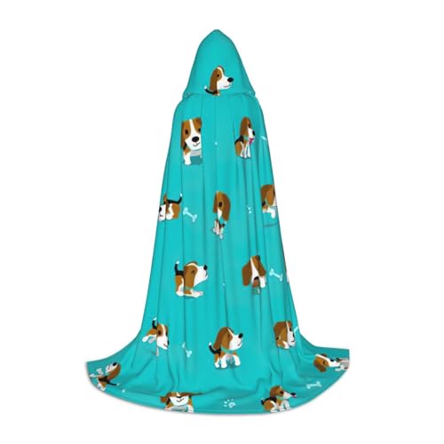 CADREWY Kapuzenumhang mit Cartoon-Beagle-Motiv, Unisex, Gothic-Kostüm, Karneval, Mottopartys, Vampir, festliche Dekoration von CADREWY