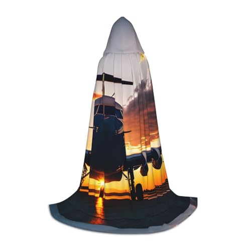 CADREWY Kapuzenumhang mit Flugzeugmotiv bei Sonnenuntergang, Unisex, Gothic-Kostüm, Karneval, Mottopartys, Vampir, festliche Dekoration CADREWY Kapuzenumhang mit Flugzeugmotiv bei Sonnenuntergang, Unisex, Gothic-Kostüm, Karneval, Mottopartys, Vampir, festliche Dekoration von CADREWY