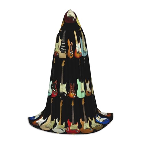 CADREWY Kapuzenumhang mit Gitarren-Motiv, Unisex, Gothic-Kostüm, Karneval, Mottopartys, Vampir, festliche Dekoration von CADREWY