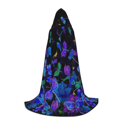 CADREWY Kapuzenumhang mit Libellen-Druck, Unisex, Gothic-Kostüm, Karneval, Mottopartys, Vampir, festliche Dekoration von CADREWY