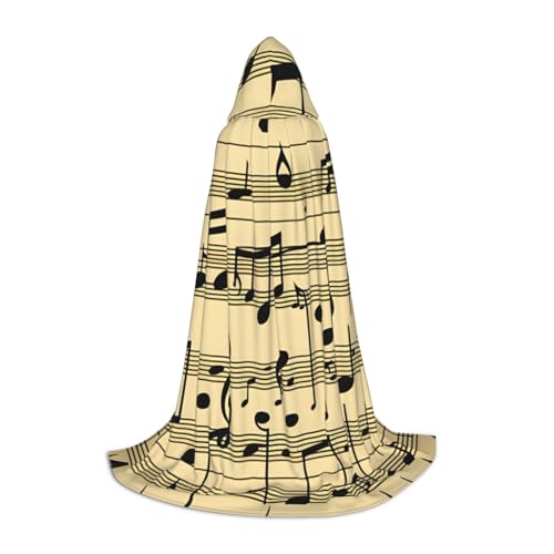 CADREWY Kapuzenumhang mit Musiknoten-Aufdruck, Unisex, Gothic-Kostüm, Karneval, Mottopartys, Vampir, festliche Dekoration von CADREWY