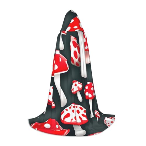 CADREWY Kapuzenumhang mit Pilz-Druck, Unisex, Gothic-Kostüm, Karneval, Mottopartys, Vampir, festliche Dekoration von CADREWY