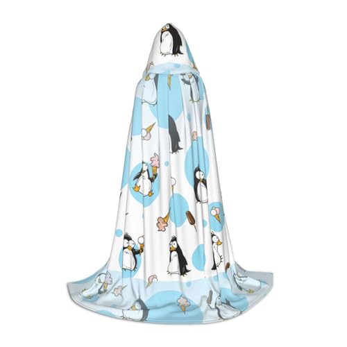 CADREWY Kapuzenumhang mit Pinguin-Ballon, Schneeflocken-Druck, Unisex, Gothic-Kostüm, Karneval, Mottopartys, Vampir, festliche Dekoration von CADREWY