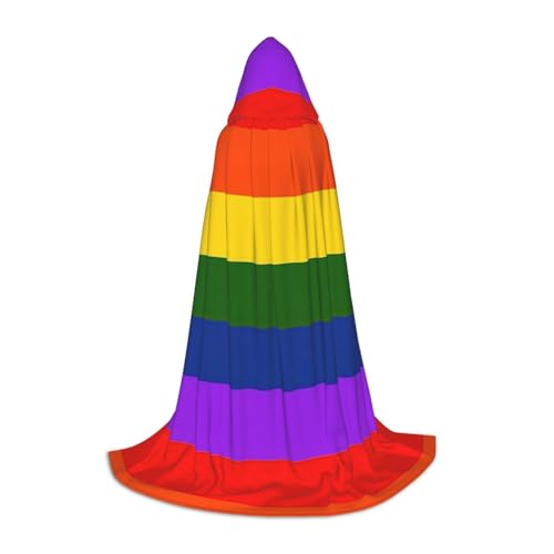 CADREWY Kapuzenumhang mit Regenbogen-Flagge, Unisex, Gothic-Kostüm, Karneval, Mottopartys, Vampir, festliche Dekoration von CADREWY