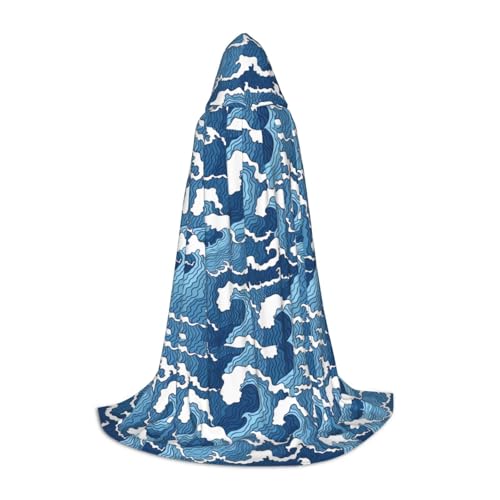 CADREWY Kapuzenumhang mit Sturmsee-Druck, Unisex, Gothic-Kostüm, Karneval, Mottopartys, Vampir, festliche Dekoration von CADREWY