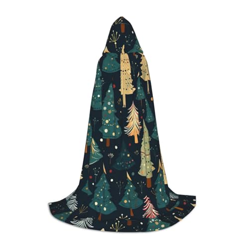 CADREWY Kapuzenumhang mit Weihnachtsbaum-Aufdruck, Unisex, Gothic-Kostüm, Karneval, Mottopartys, Vampir, festliche Dekoration von CADREWY