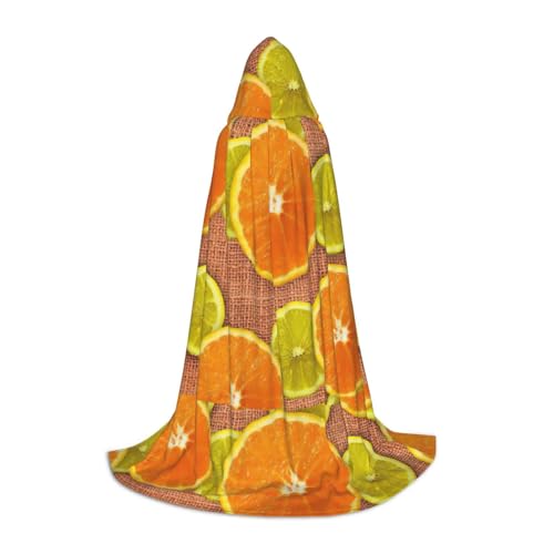 CADREWY Kapuzenumhang mit Zitronen- und Orangen-Druck, Unisex, Gothic-Kostüm, Karneval, Mottopartys, Vampir, festliche Dekoration von CADREWY