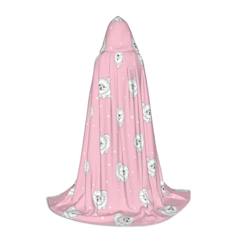 CADREWY Kapuzenumhang mit Zwergspitz-Motiv, Unisex, Gothic-Kostüm, Karneval, Mottopartys, Vampir, festliche Dekoration von CADREWY