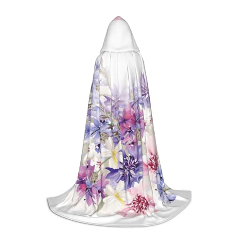 CADREWY Kapuzenumhang mit floralem Efeu-Druck, Unisex, Gothic-Kostüm, Karneval, Mottopartys, Vampir, festliche Dekoration von CADREWY