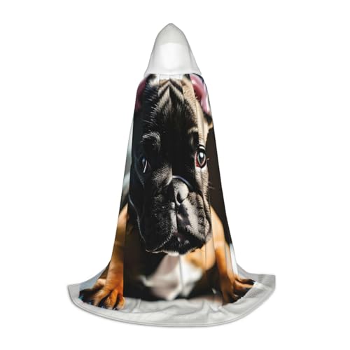 CADREWY Kapuzenumhang mit französischer Bulldogge, Unisex, Gothic-Kostüm, Karneval, Mottopartys, Vampir, festliche Dekoration von CADREWY