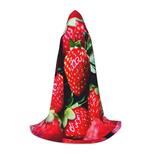 CADREWY Kapuzenumhang mit frischer Erdbeere, Unisex, Gothic-Kostüm, Karneval, Mottopartys, Vampir, festliche Dekoration von CADREWY