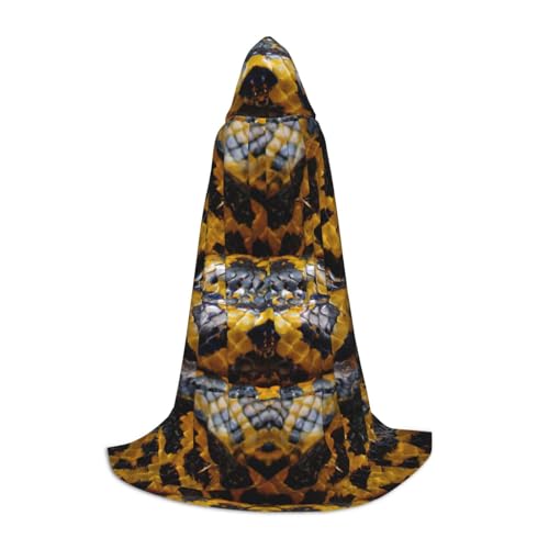 CADREWY Kapuzenumhang mit gelbem Schlangenmuster, Unisex, Gothic-Kostüm, Karneval, Mottopartys, Vampir, festliche Dekoration von CADREWY