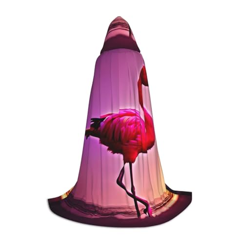 CADREWY Kapuzenumhang mit pinkem Flamingo-Muster, Unisex, Gothic-Kostüm, Karneval, Mottopartys, Vampir, festliche Dekoration von CADREWY