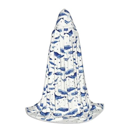CADREWY Kleiner Blauwal-Umhang mit Kapuze, Unisex, Gothic-Kostüm, Karneval, Mottopartys, Vampir, festliche Dekoration, Schwarz, S von CADREWY