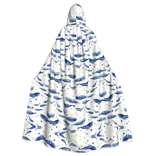 CADREWY Kleiner blauer Wal-Schwimm-Druck, bezaubernd, volle Länge, Kapuzenumhang, Unisex, Umhang für Halloween, Cosplay und Thema CADREWY Kleiner blauer Wal-Schwimm-Druck, bezaubernd, volle Länge, Kapuzenumhang, Unisex, Umhang für Halloween, Cosplay und Thema von CADREWY