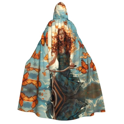 CADREWY Mädchen Fahrrad Schmetterling Druck Bequem Erwachsene Kapuzenumhang Umhang Umhang für Männer Frauen Cosplay Karneval Motto-Partys, Schwarz von CADREWY