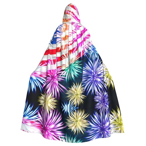 CADREWY Patriotischer 4. Juli mit amerikanischer Flagge, eleganter Kapuzenumhang für Damen und Herren, für Cosplay, Karneval, Partys, Maskerade, Events von CADREWY