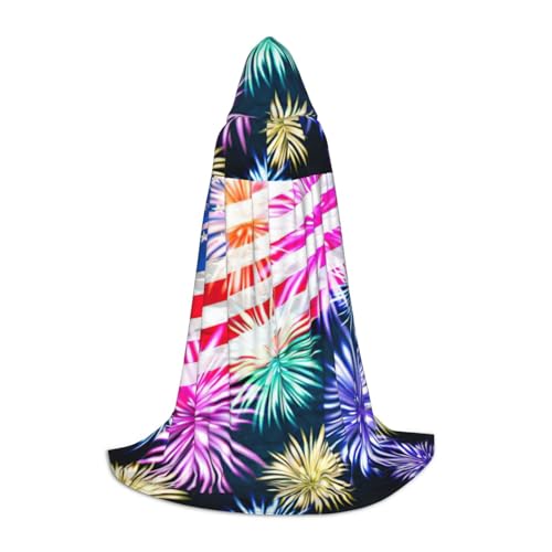 CADREWY Patriotischer Umhang mit Kapuze zum 4. Juli mit amerikanischer Flagge, Unisex, Gothic-Kostüm, Karneval, Mottopartys, Vampir, festliche Dekoration von CADREWY